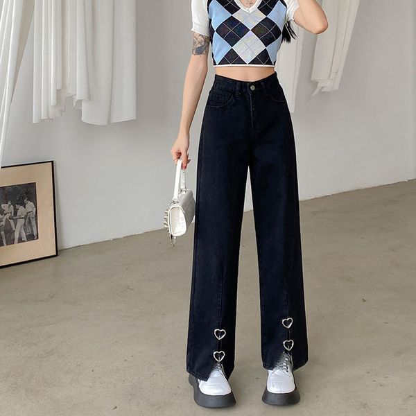 

women's jeans ilares baggy pants oversize jeans woman high waist streetwear women's jeans trend korean fashion capris wide leg clo, Blue