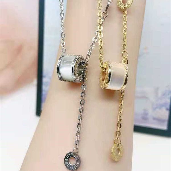 

new cat's eye stone small man waist necklace light luxury simple versatile collar chain temperament women's tassel long mesh red n, Silver