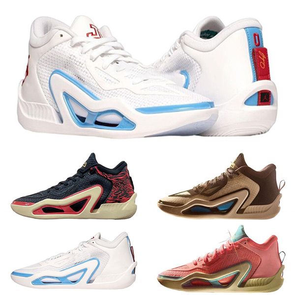 

mens jumpman tatum 1 basketball shoes 1s zoo barbershop blueprint black red bred white black gold beige sneakers tennis
