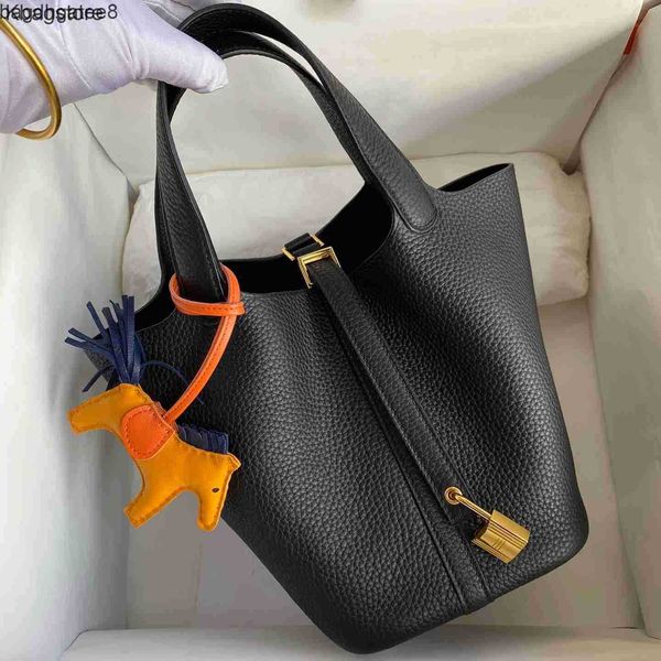 

bags lock basket designer portable bag h shoulder female picotin mini summer litchi pattern bucket handbag
