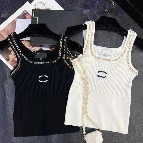 

2023 new women's tshirt shirt summer letter embroidery medieval slim open back knitted tank pullover women, White