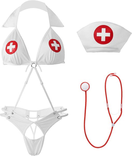 

nurse costume halloween cosplay women lingerie set nurse outfit costume, Red;black