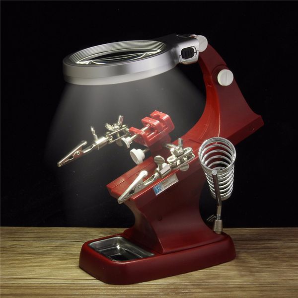 

magnifying glasses 3x/4.5x soldering iron magnifying glass third hand welding magnifier alligator clip holder standing style repair mgnifyin