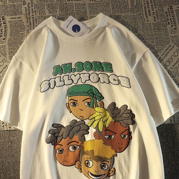 

men's tshirts european and american retro high street fashion short sleeved t shirt for men women summer loose design couple casual 230, White;black