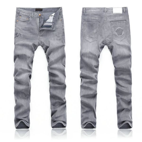 

mens jeans for guys rip slim fit skinny man pants orange star patches wearing biker denim stretch cult stretch motorcycle trendy long straig, Blue