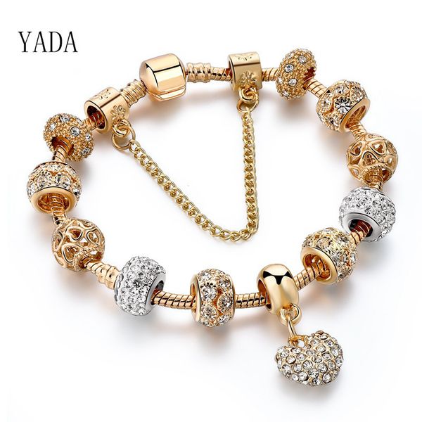

charm bracelets yada gifts ins fashion gold heart bangles for women chain crystal jewelry trendy bracelet bt200176 230410, Golden;silver