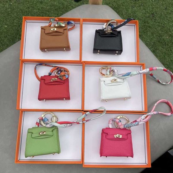 

genuine leather palm pattern mini bag cute pendant car keychain women's, Silver