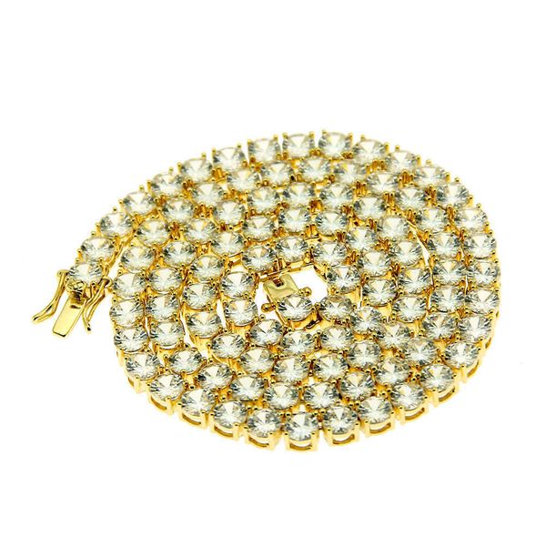 

men's micro inlaid zircon single row necklace 4mm hip hop jewelry necklace tennis chain, Silver
