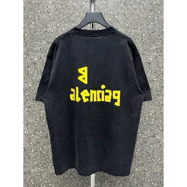

2023 new designer womens t shirt high-end correct version family 23 spring/summer taped letter print round neck sleeve t-shirt, White;black