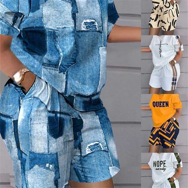 

2023 plus size 3xl summer designer womens tracksuits two piece set positioning print short sleeve 2 piece outfits short sets, Gray