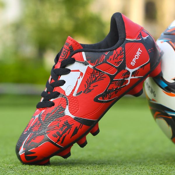 

sneakers soccer shoes for kids teenagers adults children cleats football boys long spikes zapatos de futbol 230408, Black;red