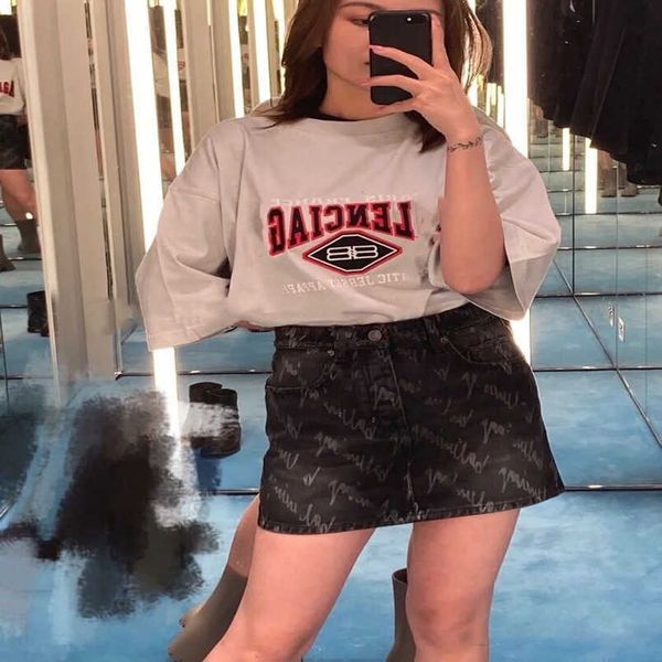 

womens designer t shirt high edition english letter embroidery pullover round neck loose versatile t-shirt sleeve, White