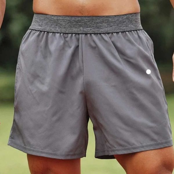 

sports men yoga shorts outdoor fitness quick dry lululemens solid color casual running lulu quarterr pant lulus, Gray