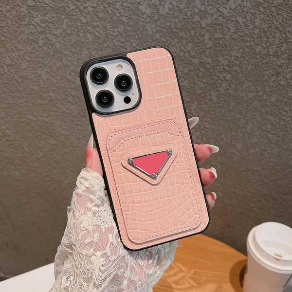 

faux crocodile leather cell phone cases card holders pockets for apple iphone 14 13 12 11 pro max xr xs 7 8 plus designer trendy full-body m