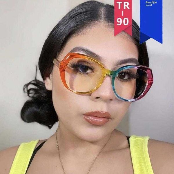 

irregular polygon plain glasses core insert anti blue light frame concave shape