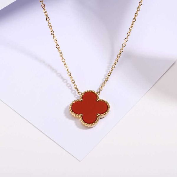 

clover necklace four leaf chain jewelry lucky women's titanium steel fadeless lucky grass clavicle small crowd versatile gift trend, Silver