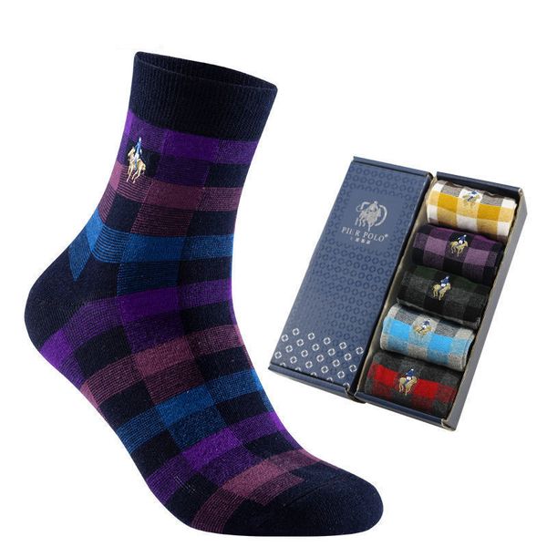 

men's socks 5 pairs strip fashion autumn winter men socks men's british style combed cotton male socks gift for husband father 230, Black