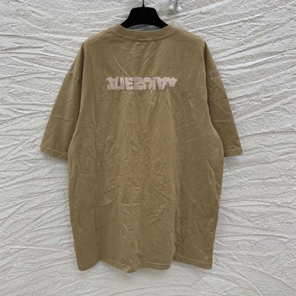 

luxury designer women t shirt shirt {straight} high edition summer family letter front back inverted embroidery wash water fold sleeve, White;black