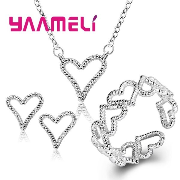 

earrings necklace vintage charming heart 925 sterling silver jewelry set women elegant party gift fashion pendant stud rings 230410