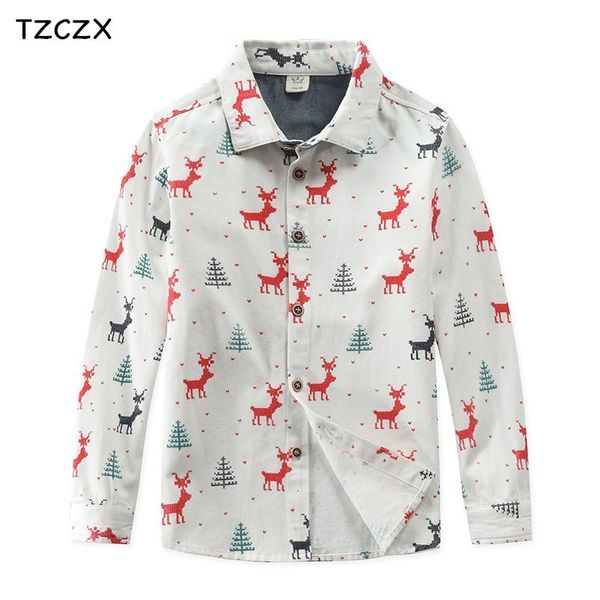 

kids shirts design pattern printing children boys christmas shirts cotton length-sleeved boy's shirts for 3-12 year wear thick warm 230, White;black