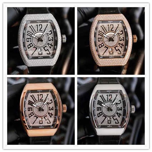 

luxury milles suitable for fm automatic machine frank men's and women's watch v45 full sky star with diamonds v32 barrel muller ri, Slivery;black