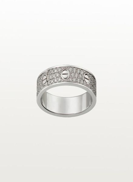 

love screw ring classic luxury designer jewelry for women paved diamonds gold rings titanium steel alloy goldplated never fade no2701107, Silver