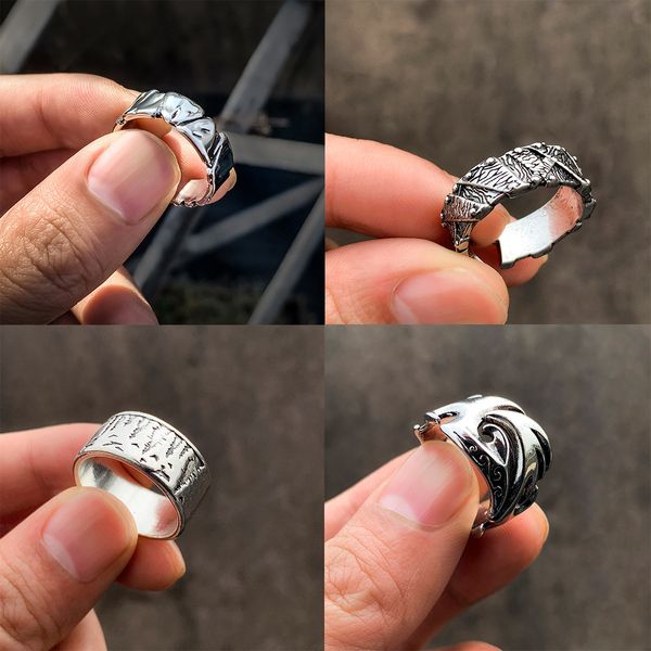 

band rings vintage mens jewelry punk adjustable for men gothic couple women anniversary simple open ring wedding party gifts 230410, Silver