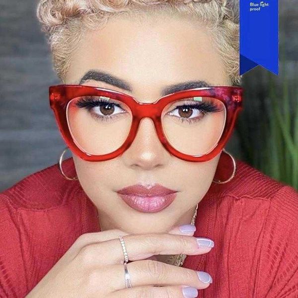 

triangle cat eye anti blue ray plain glasses frame for bare face retro concave