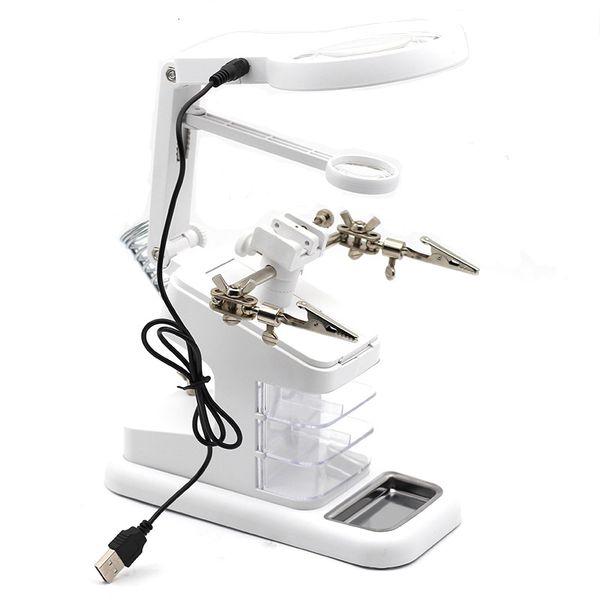 

magnifying glasses multi-functional welding led magnifier 3x/4.5x magnifying glass alligator clip holder clamp helping hand soldering repair
