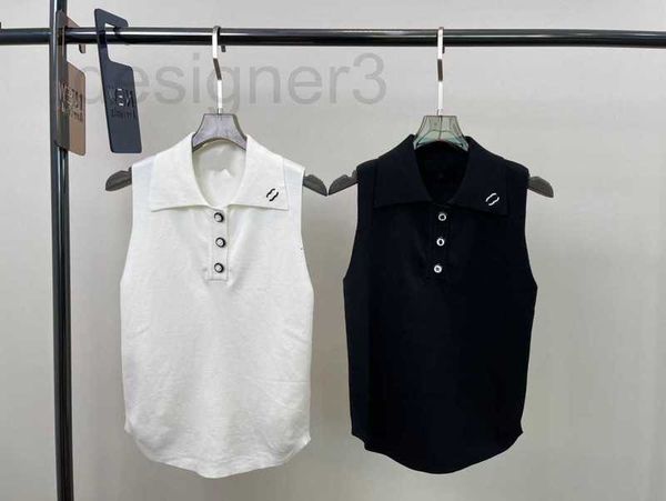 

women's tanks & camis designer cotton polo collar tank chic 2023ss spring/summer sweet cool kzik, White