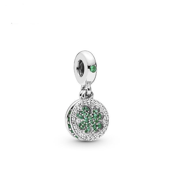 

fit pandora charm bracelet green crystal four leave clover dangle pendant mermaid crystal european charms beads diy snake chain for women ba, Black
