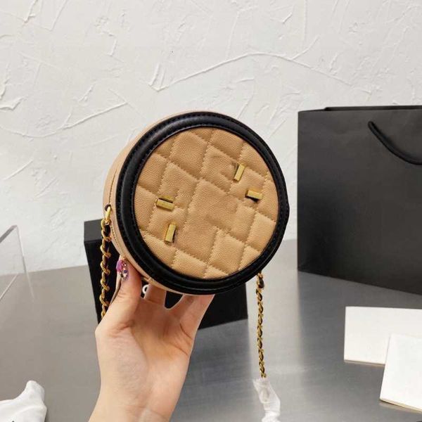 

2023 new leisure small rhombic chain bag cow skin round cake versatile crossbody women's