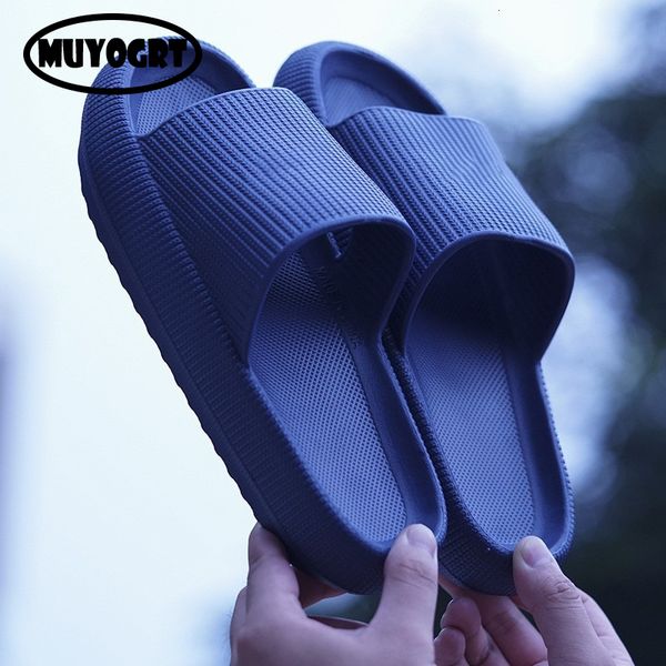 

slippers men summer thick platform beach eva soft sole slide sandals leisure ladies indoor bathroom antislip shoes 230410, Black