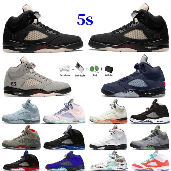 

with box jumpman 5 retro basketball shoes men aqua unc 5s light bone black georgetown blue raging bull red suede jade horizon sail what the