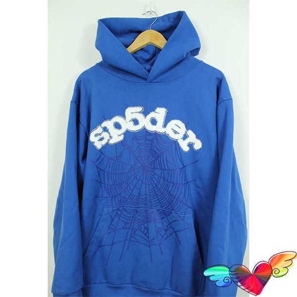 

Men' Hoodies Fashion Sp5der 555555 Sweatshirts designer 2023 white foam print hoodie and men women Web Graphic1 young bandit spider loose cut blue sweaters