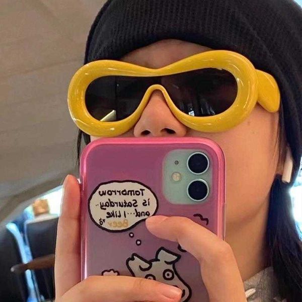 

candy color inflatable bread expansion sunglasses trendy girl one piece, Blue