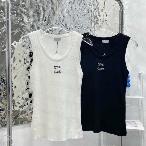 

luxury designer women t shirt shirt women knits embroidery vest sleeveless breathable knitted pullover womens sport, White