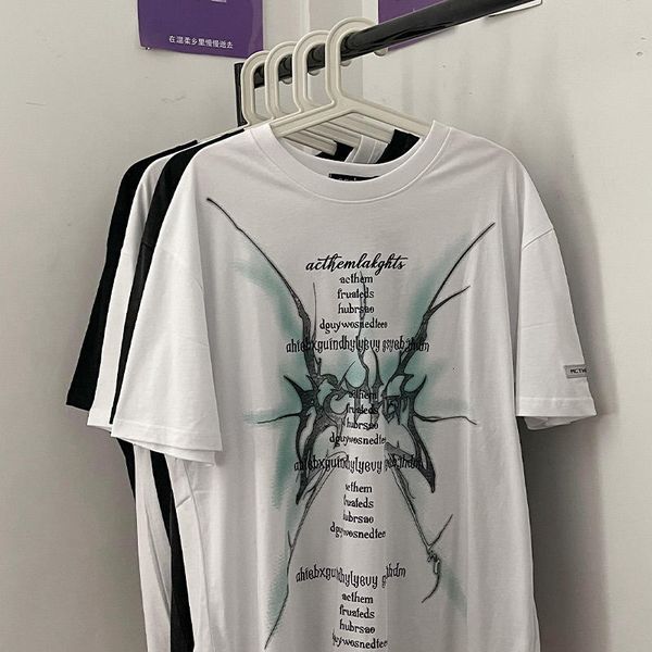 

men s t shirts american pattern printing design short sleeved men and wo summer casual couple hip hop half round neck ins 230410, White;black