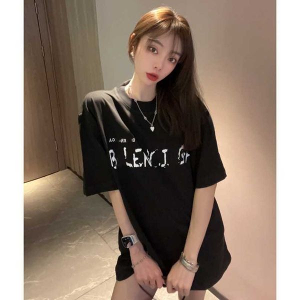 

luxury designer women t shirt shirt correct version family's mirror watermark inverted embroidery letter loose sleeve t-shirt, White;black