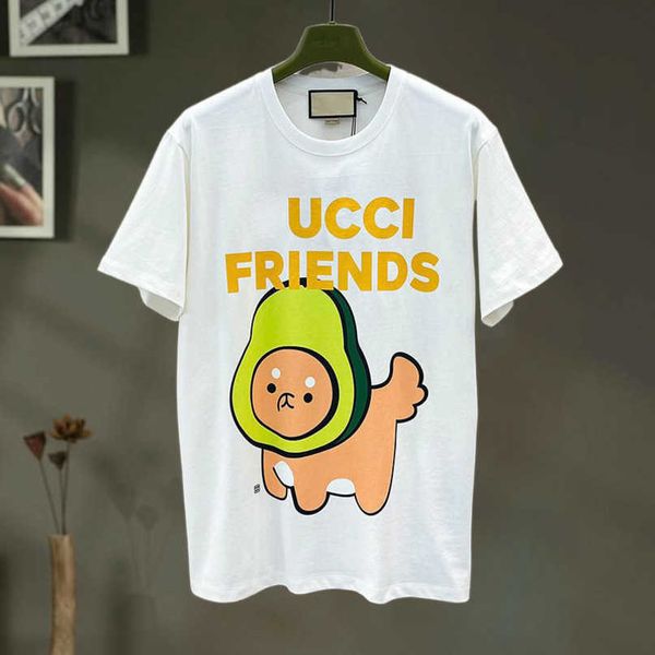 

designer new women t shirt shirt korean summer 2023 avocado print sleeve t-shirt label, White