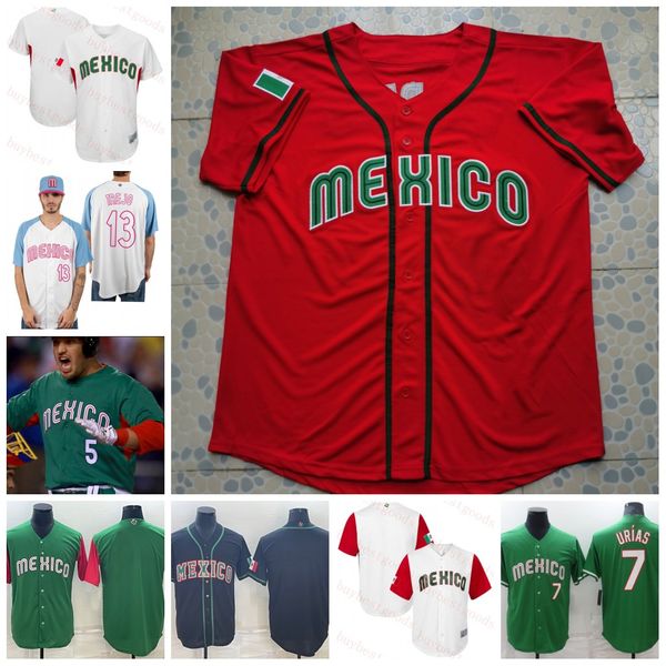 

2023 mexico baseball jersey julio urias austin barnes joey meneses randy arozarena rowdy tellez patrick sandoval adrian martinez jose urquid, Blue;black