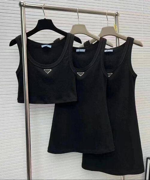 

Summer Designer Dresses Women Letters Print Skirts with Inverted Triangle Casual Vests Fashion Sleeveless Crop Tops Highly Quality 3 Colors, Crop top-black;1 piece