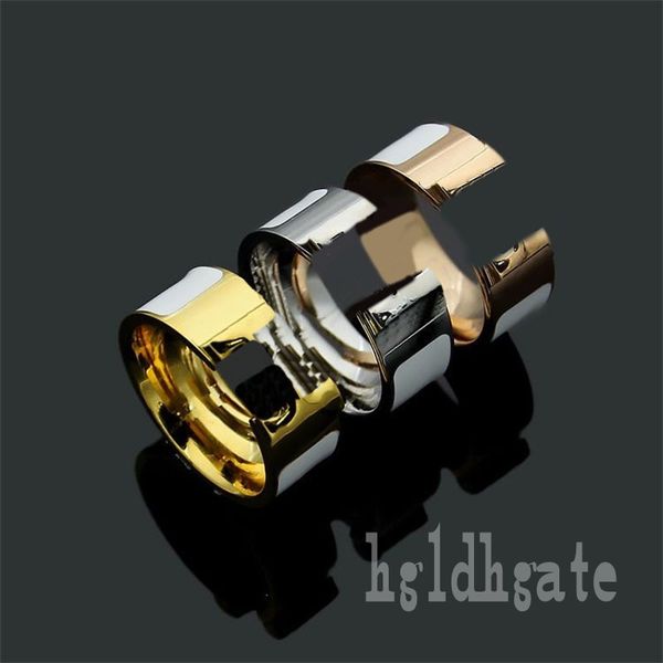 

metal love rings for women plated gold ring enamelled bands letters modern bague homme colorful smooth mothers day gift special polished lux, Silver