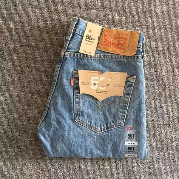 

2023 levi 501 mens vaqueros spanx classic vintage medium waist straight jeans imported from the united states y3o4, Blue