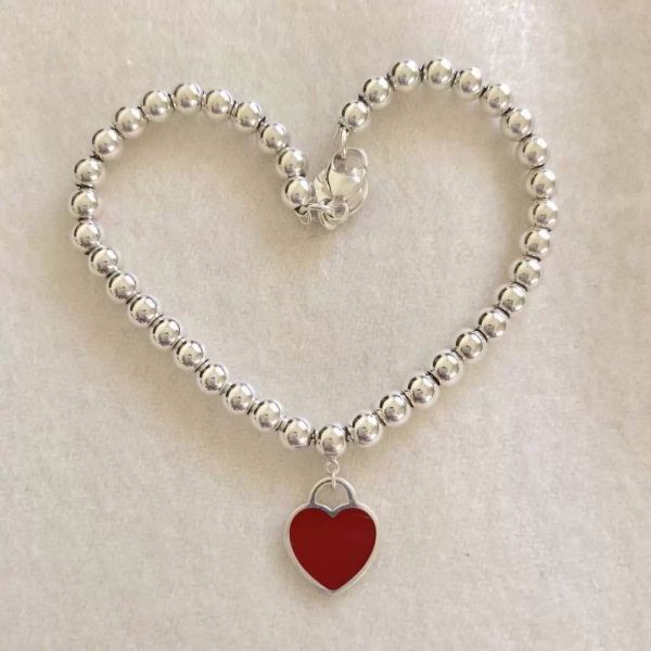 

luxurys designers pearl bracelet women charm bracelet 4mm bead chains trend fashion love bracelets boutique gift designer jewelry blue heart, Golden;silver