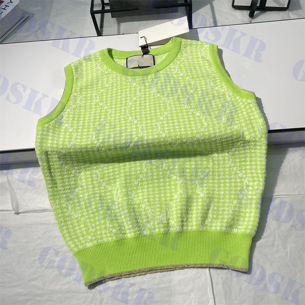 

green jacquard tanks womens knitted tank classic logo t shirt for women, White