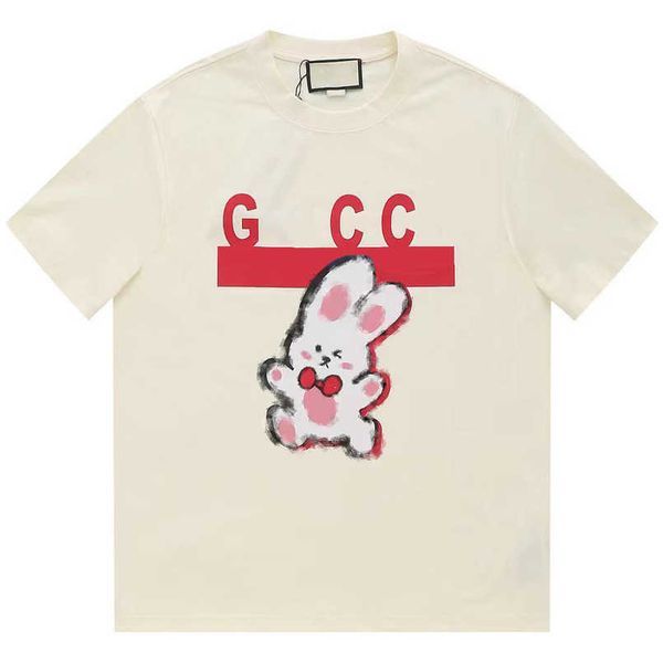 

2023 womens designer t shirt tracksuit shirt correct version summer cartoon print relaxed crewneck tee, White;black