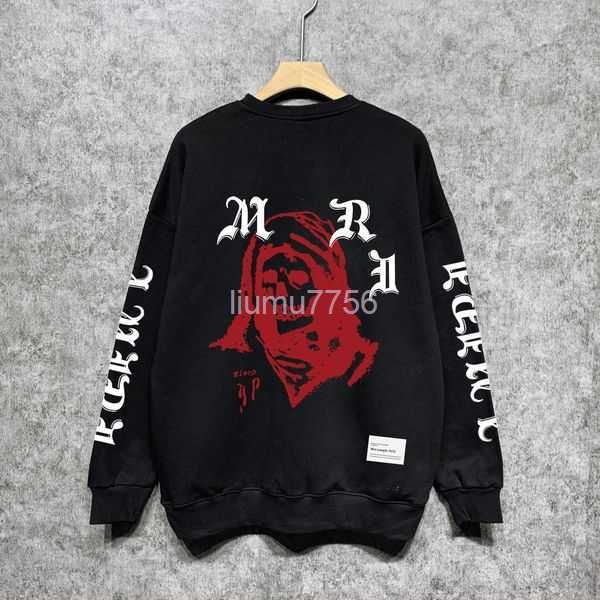 

casual flocking bone pattern tshirt mens sweatshirt hoodie japanese korean streetwear o-neck men sweatshirt wf4f wf4f, Black