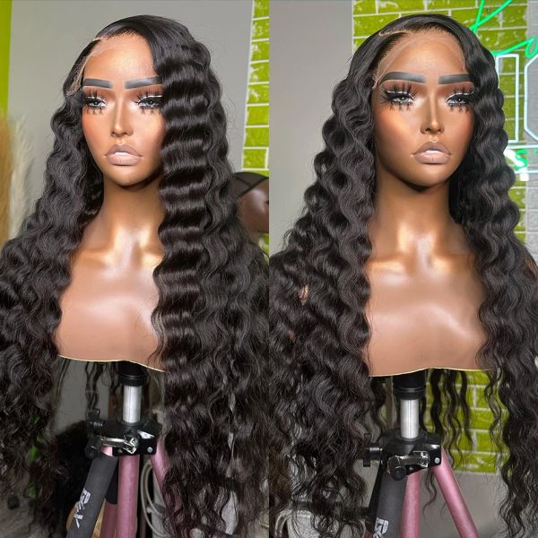 

Hd 250 Density Lace Loose Deep Wave Frontal Wig 40Inch Glueless 13x4 Curly Lace Front Human Hair Wigs for Women Black/Blonde/Red Synthetic Wig Cosplay s, Orange color