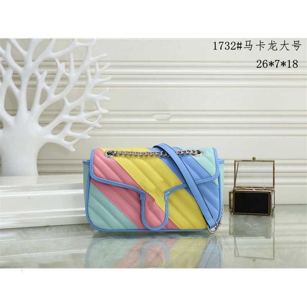 

2023 new fashion women's single shoulder messenger makaron chain cover bag-1732